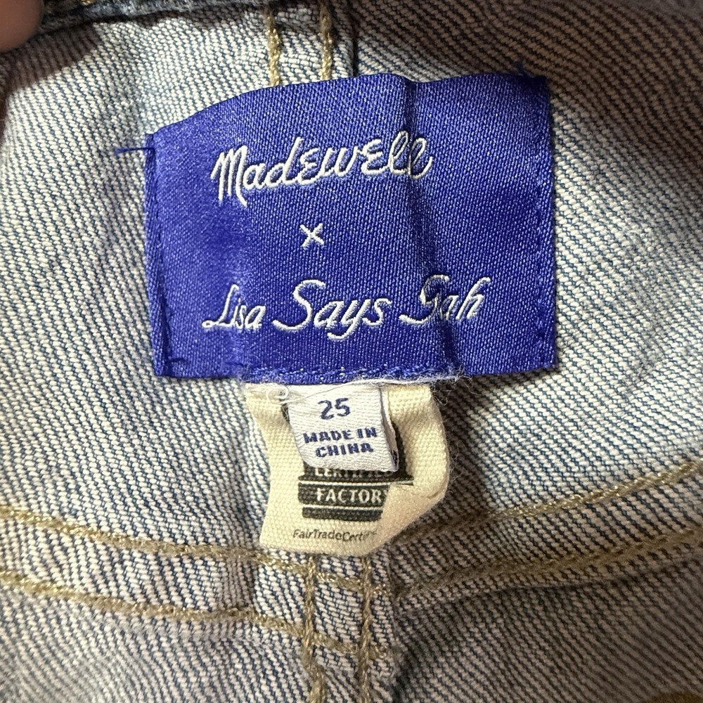 Madewell X Lisa Says Gah Shorts Womens 25 Blue Denim Braided Waist Shell Button - Picture 3 of 9